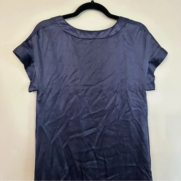 Reiss Women's Short Sleeve Scoop Neck Navy Blue 100% Silk Dress Size 4 GUC - Picture 5 of 8